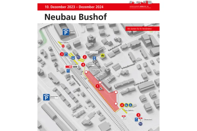 Sursee LU - Umgestaltung des Bahnhofareals - Es kommt zu diversen Sperrungen