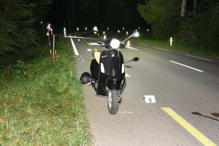 Gutenswil ZH - Rollerfahrer mit Mitfahrerin im Wiesland gelandet 