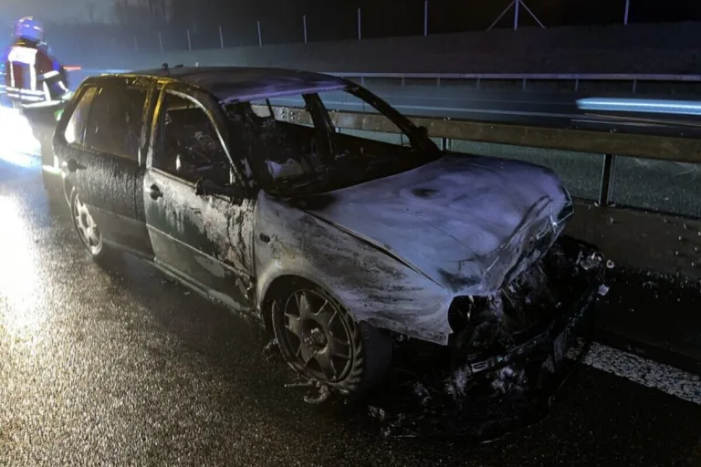 A1 / Birrhard AG - Fahrzeugbrand nach Unfall 