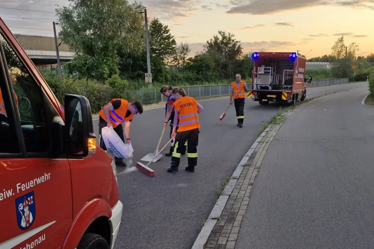 Reichenau BW –  Feuerwehr im Großeinsatz wegen Ölspur über mehrere Straßen
