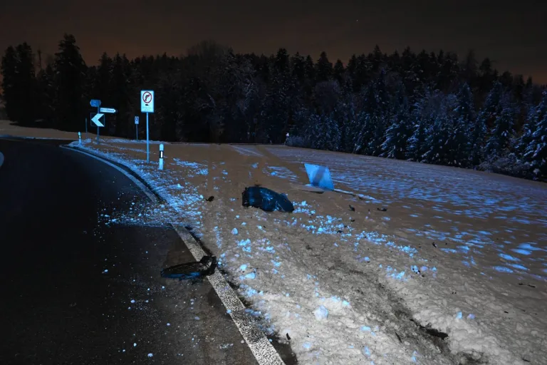 Wittenbach SG - Fahrunfähig gegen zwei Weisspfähle und eine Verkehrstafel geprallt 