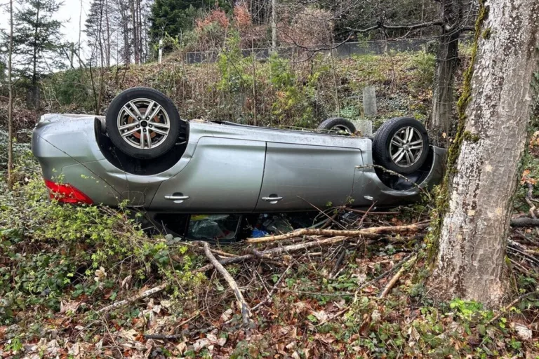 Reute AR - Unfall aufgrund von Sekundenschlaf - Auto überschlägt sich 