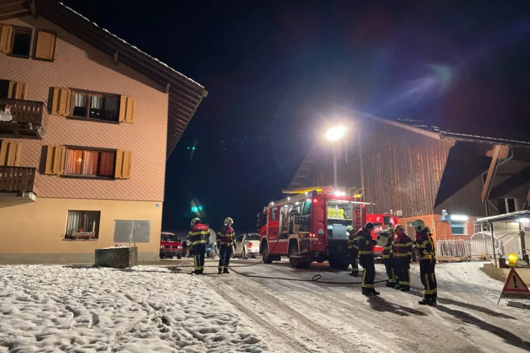 Unteriberg SZ - Feuerwehreinsatz wegen Kaminbrand