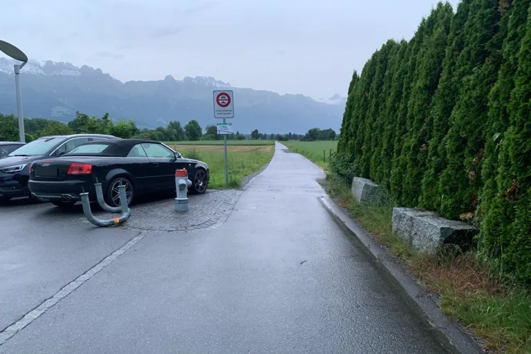 Schaan FL - Kollision mit einem Schutzzaun eines Hydranten