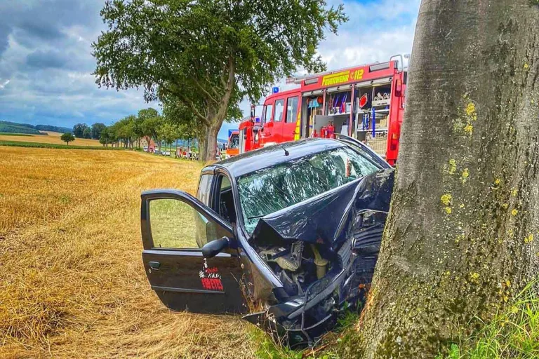 Bad Driburg - Fiat kracht frontal gegen Baum - Fahrer gleich tot!