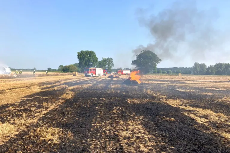Sonsbeck NW – Brand von Strohpresse und Feld