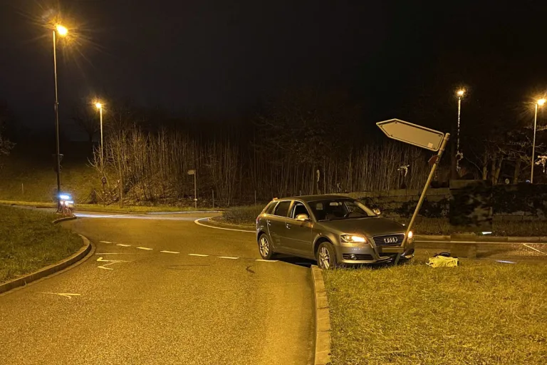 Bottmingen BL – Kontrolle verloren und in Schild gekracht