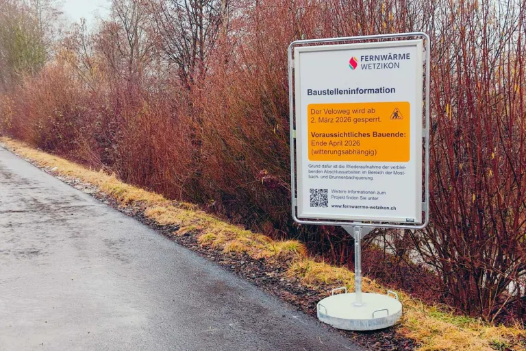 Wetzikon ZH – Radweg Rapperswilerstrasse bis Ende April gesperrt