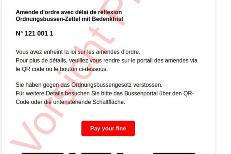 Kanton Bern – Warnung vor gefälschten Bussgeld-E-Mails