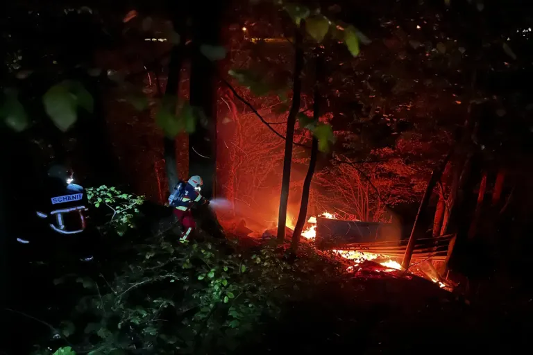 Unterstandbrand in einem Wald in Schänis SG