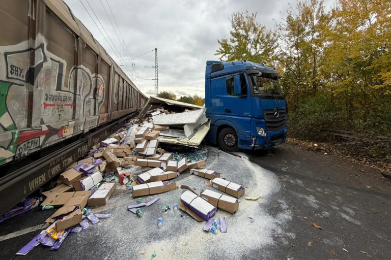 Hann. Münden NI – Güterzug prallt an Bahnübergang in Sattelzug