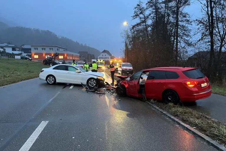 Diepflingen BL - Schwere Frontalkollision zwischen zwei Personenwagen – Hauptstrasse musste gesperrt werden
