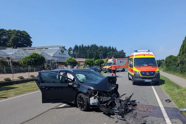Schwerer Unfall auf B 73 in Buxtehude NI – Ein Toter und ein Schwerverletzter nach Frontalcrash