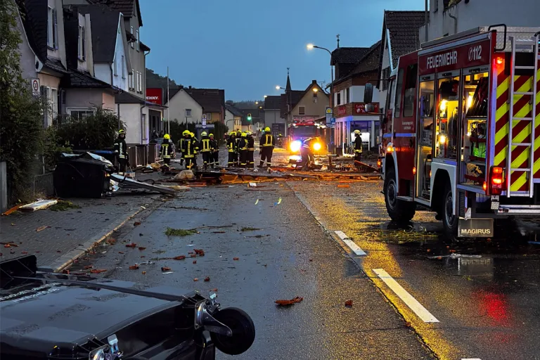 Solms – Tornado beschädigt Gebäude und Fahrzeuge