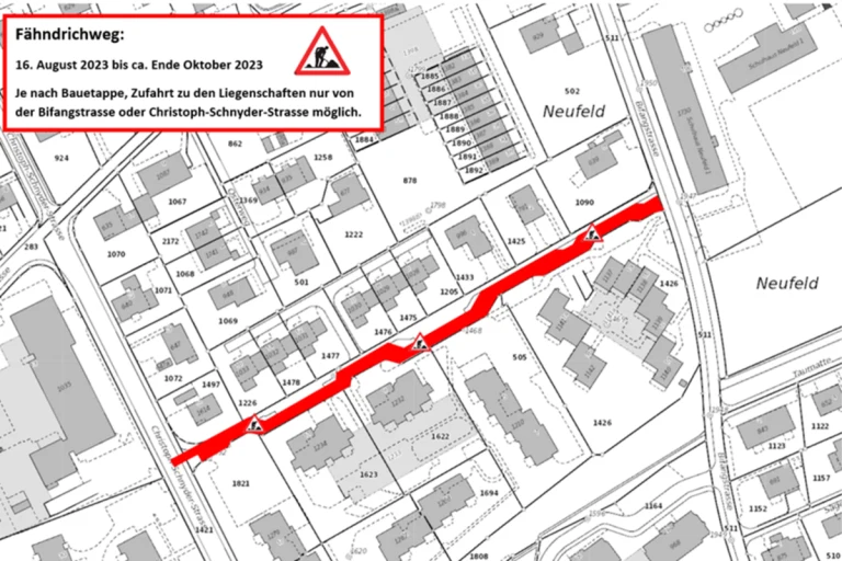 Strassensperrungen aufgrund von Bauarbeiten in der Stadt Sursee LU