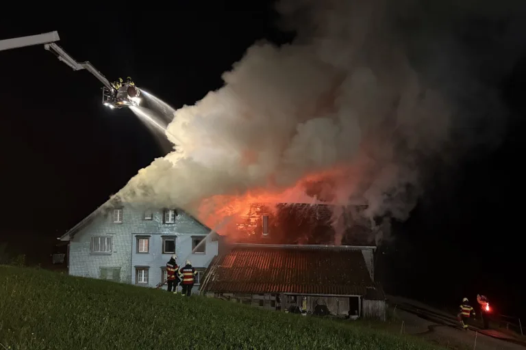 Hofen SG – Holzschopf und Wohnhaus in Brand