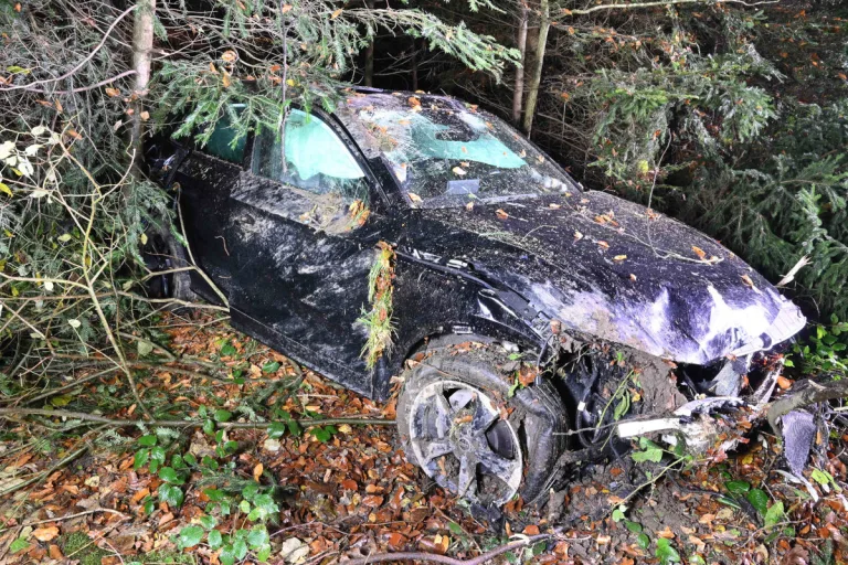 A2 Sursee LU – Auto kippt bei Unfall Böschung hinab
