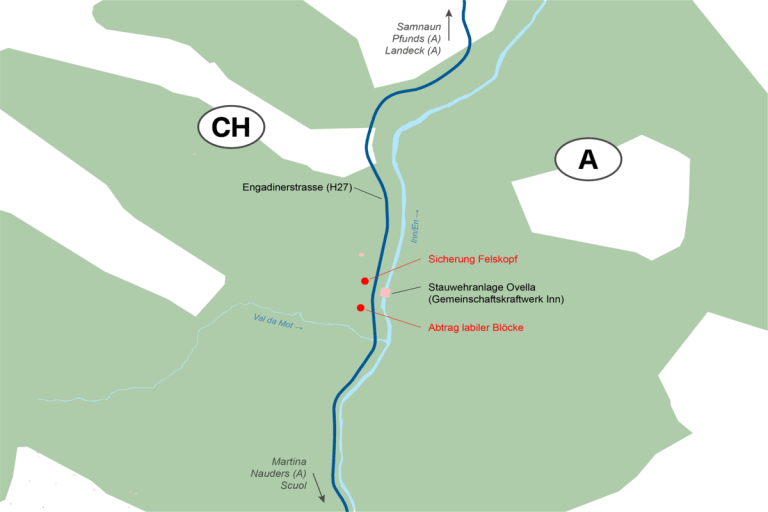 Unterengadin GR - Verkehrsbehinderung aufgrund von Sicherungsmassnahmen