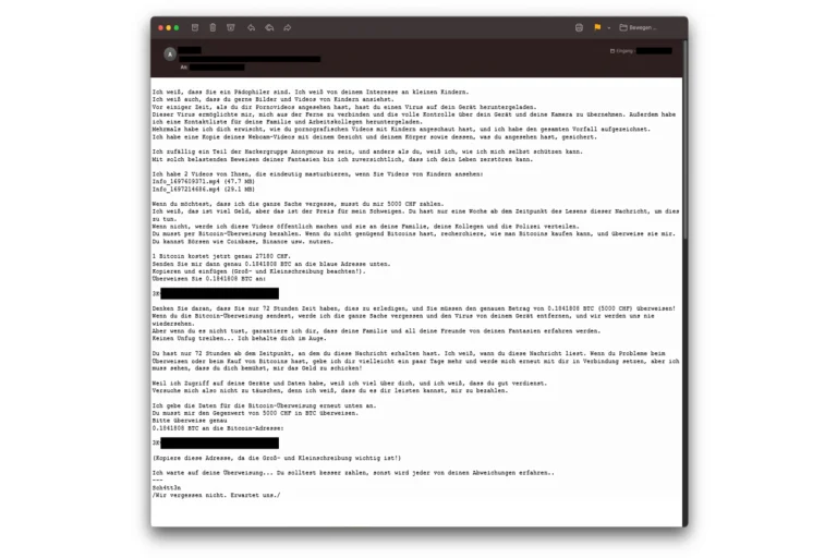 Cybercrime - Erpresserische E-Mails