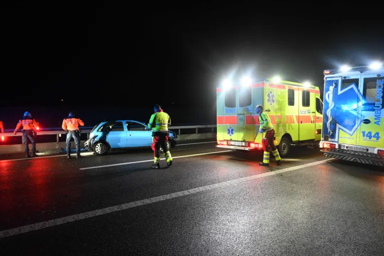 Rheineck SG - Unfall mit Folgekollision auf A1