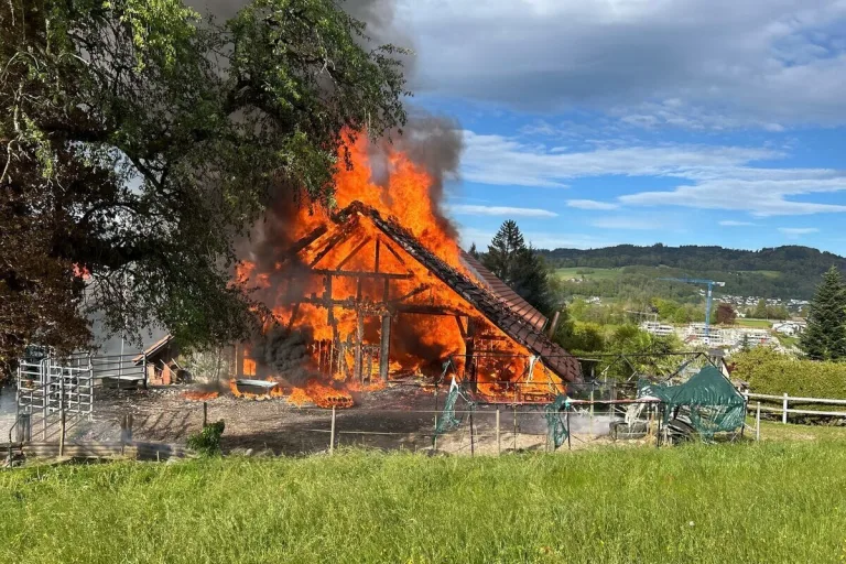 Gontenschwil AG - Feuer zerstört ein Bauernhaus 