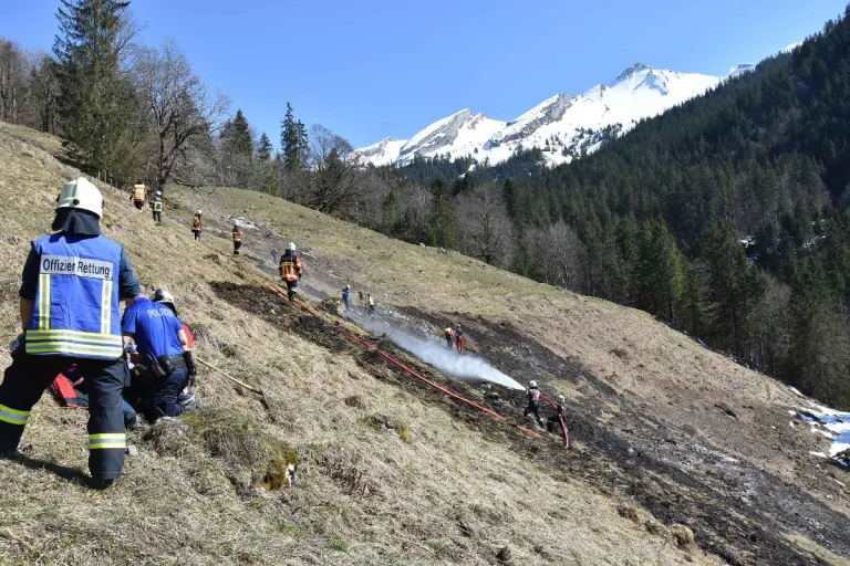 Niederrickenbach NW - Wiesland brannte - zwei Personen mit Verdacht auf Rauchvergiftung