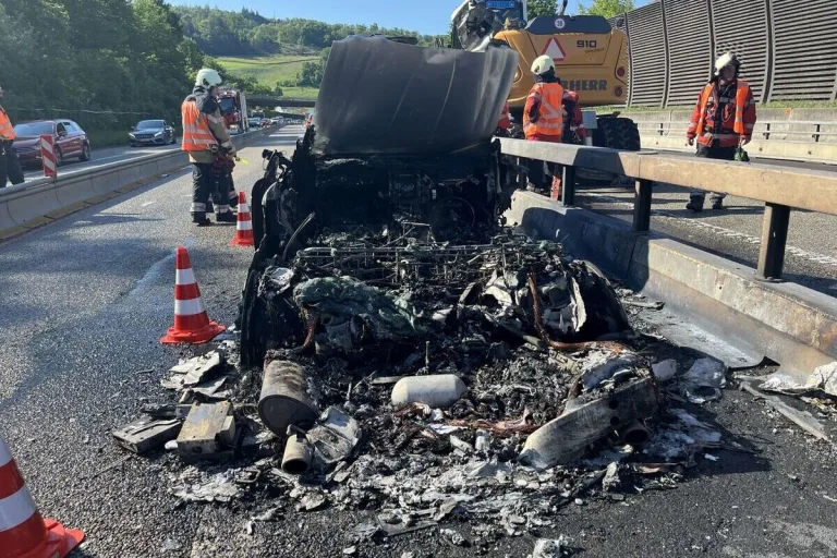 Zunzgen BL - Auto auf der A2 in Vollbrand