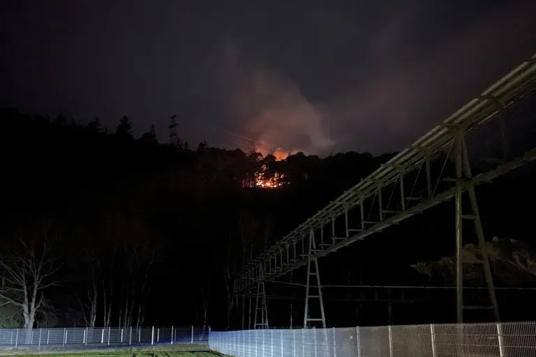 Domat/Ems GR - Feuer durch Kurzschluss an Hochspannungsmast