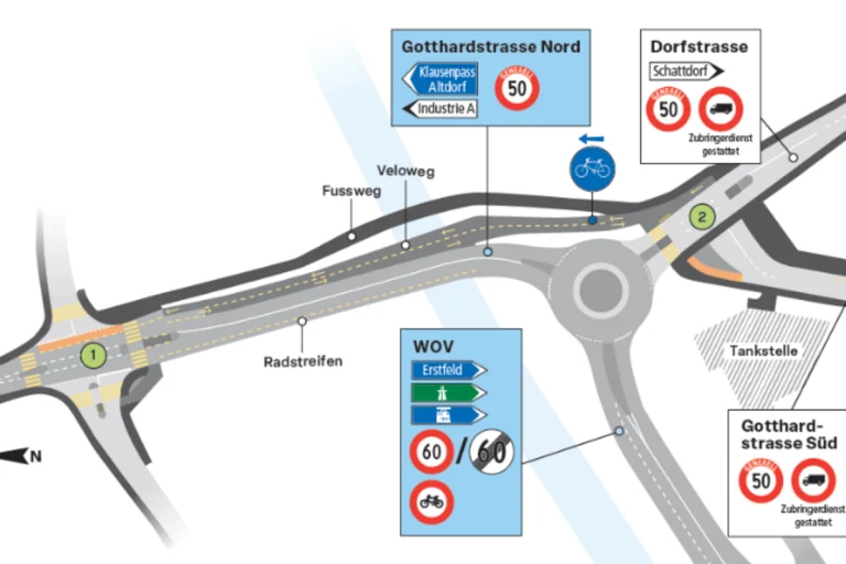 Schattdorf UR – Verkehr beim Kreisel Schächen neu geregelt