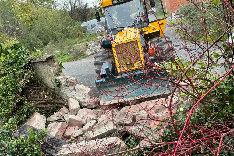 Birsfelden BL – Forstschlepper kollidiert mit Personenwagen und Gartenmauer