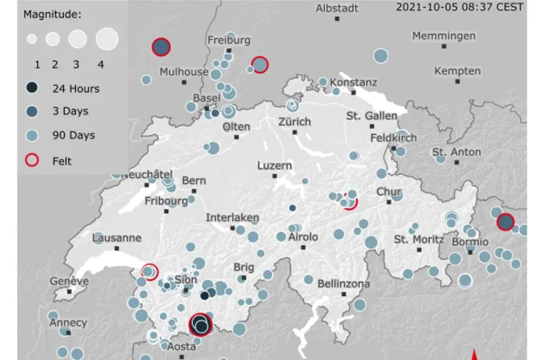 Erdbebenmeldung - Beben bei Porrentruy mit 4.1 auf der Richterskala