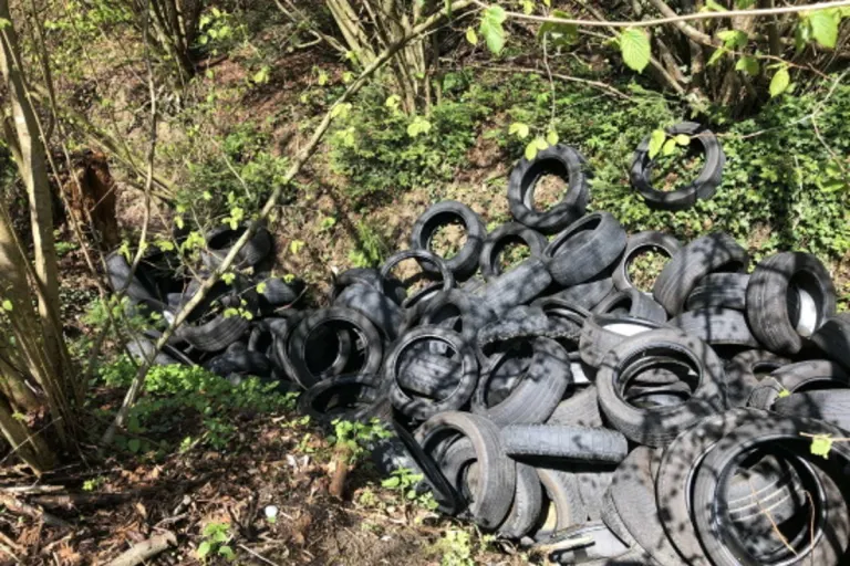 Blessens FR - Illegale Reifenentsorgung in der freien Natur 