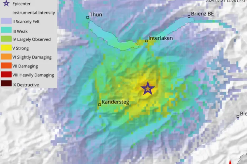 Erdbebenmeldung - Beben im Kanton Bern mit 4.2 auf der Richterskala registriert