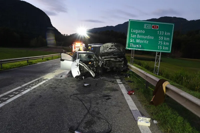 Bonaduz GR – Frontalkollision mit anschliessendem Fahrzeugbrand