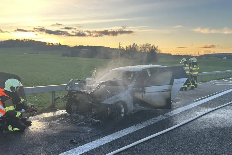 Wängi TG - Auto auf der A1 in Vollbrand