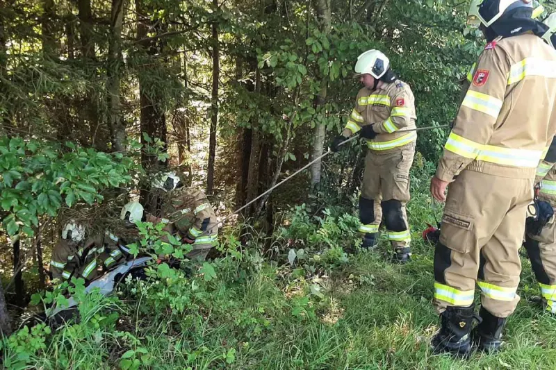 Thalgau - Motorradfahrer bei Unfall in Waldstück gelandet