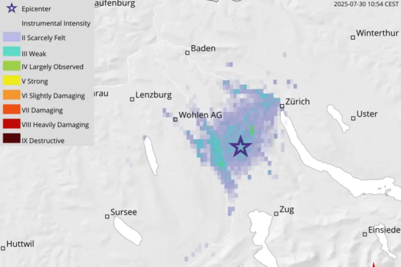 Erdbebenmeldung - Beben im Kanton Zürich mit 3.1 auf der Richterskala registriert