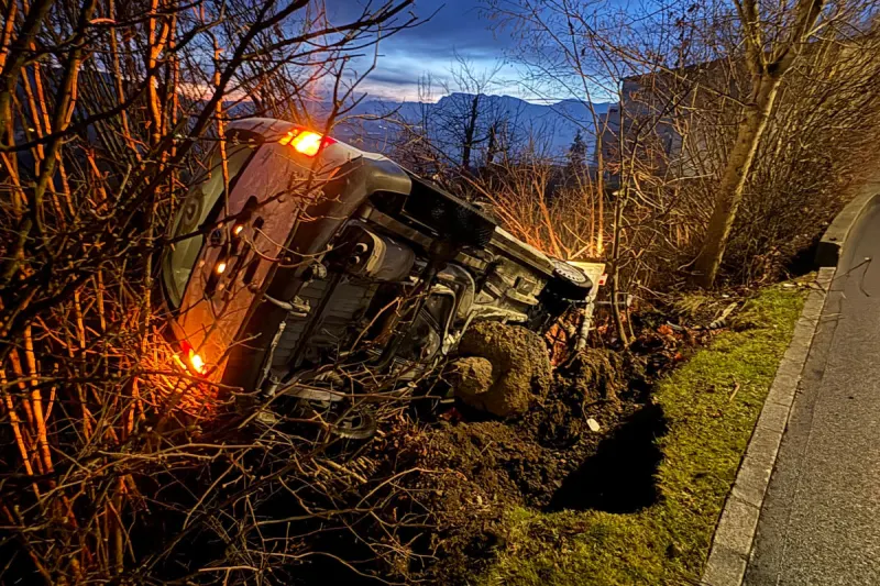 Grosswangen LU – Auto kippt nach Unfall
