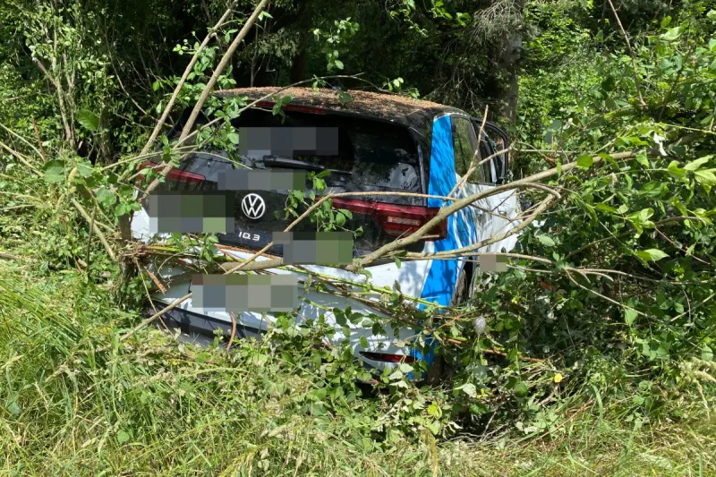 Lenzburg AG - Selbstunfall endet im Gebüsch neben der A1