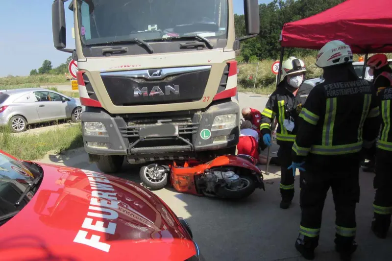 Fürstenfeld – Mopedlenker unter Lkw gerutscht!