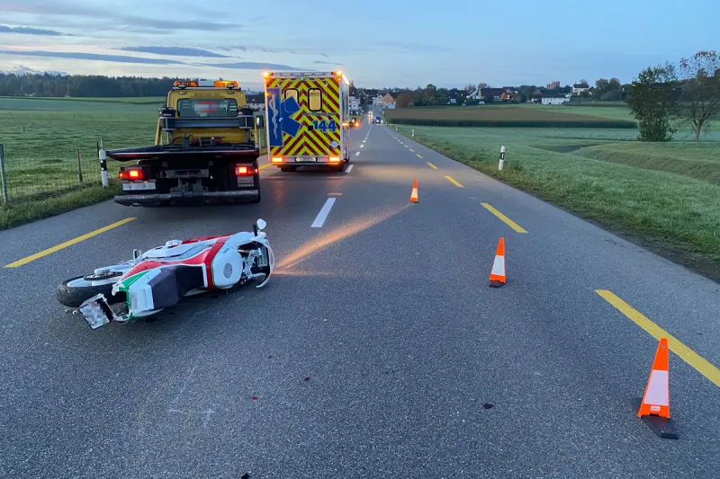 Unfall in Istighofen TG - Motorradfahrer zu spät bemerkt 