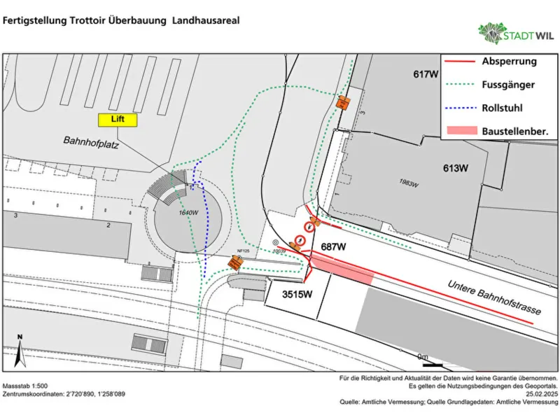 Wil SG - Fussgängerstreifen an Unterer Bahnhofstrasse gesperrt