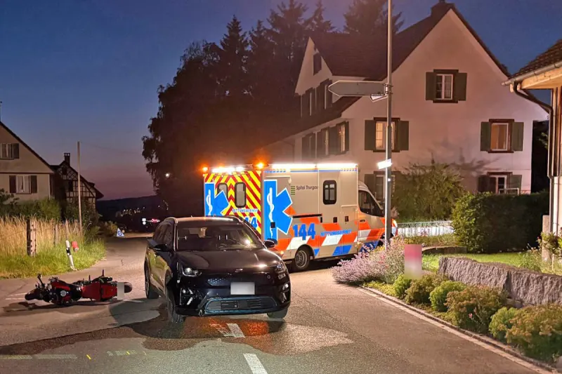Unfall in Boltshausen TG – Töfffahrer bei Kollision mit Auto verletzt