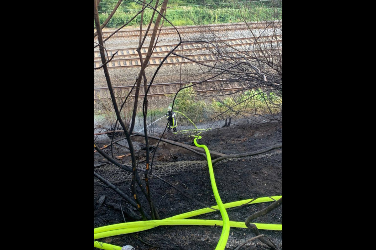 Flächenbrand auf Bahndamm in Essen