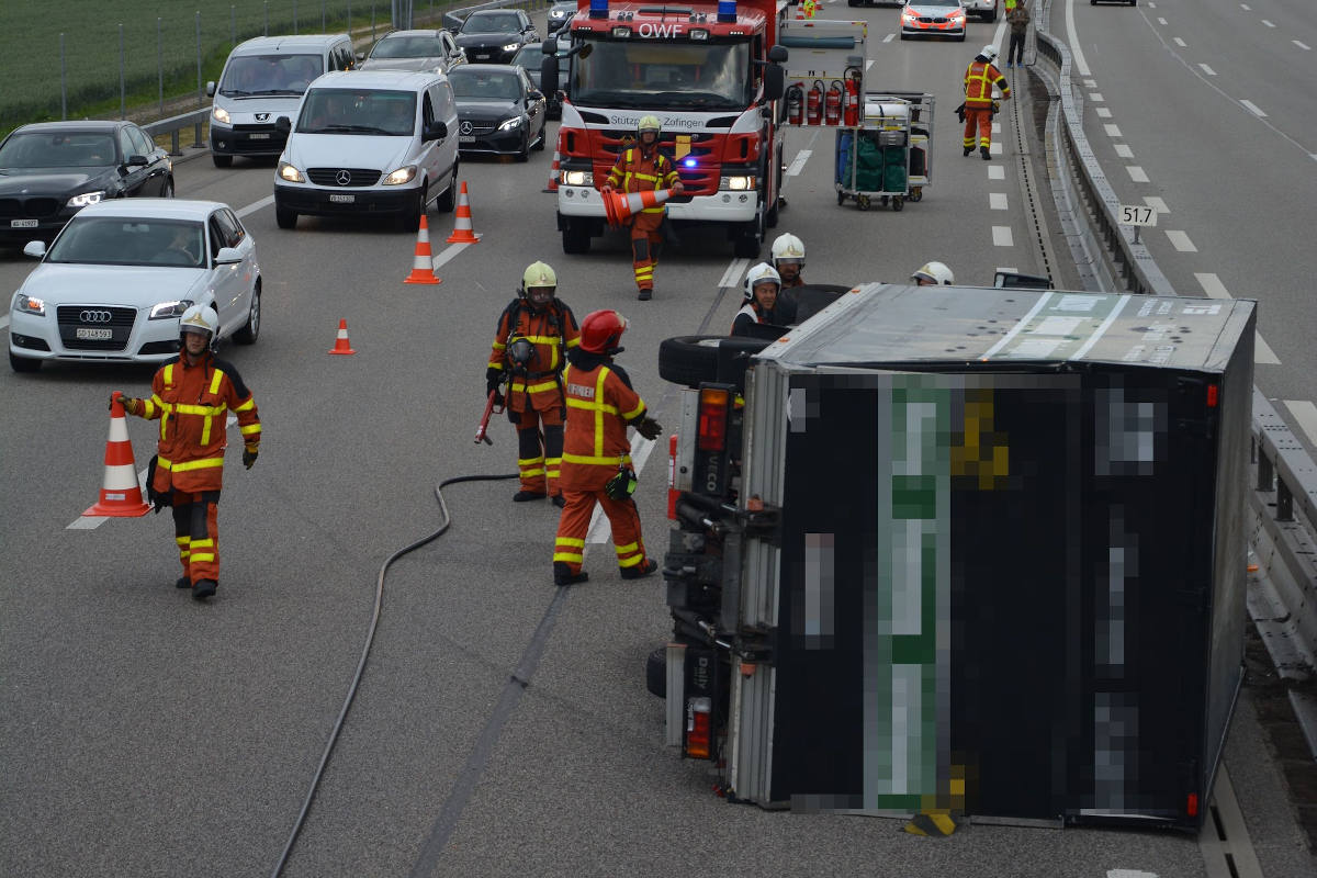 Übersicht der Unfallstelle auf der A1 bei Härkingen