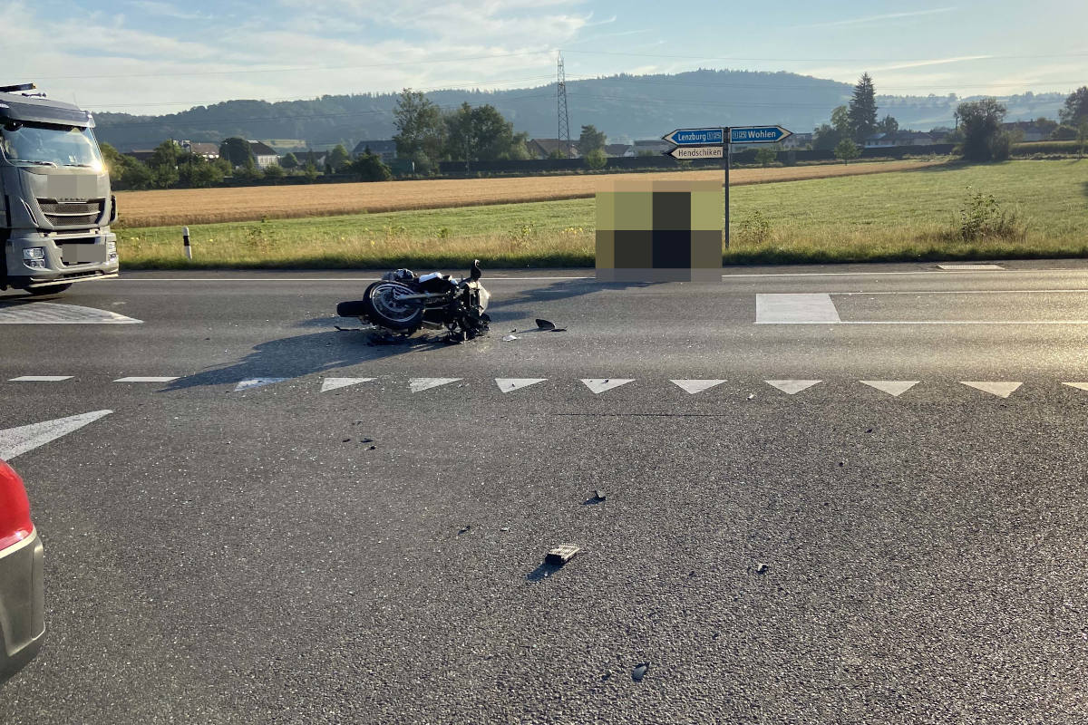 Unfallstelle bei Hendschiken