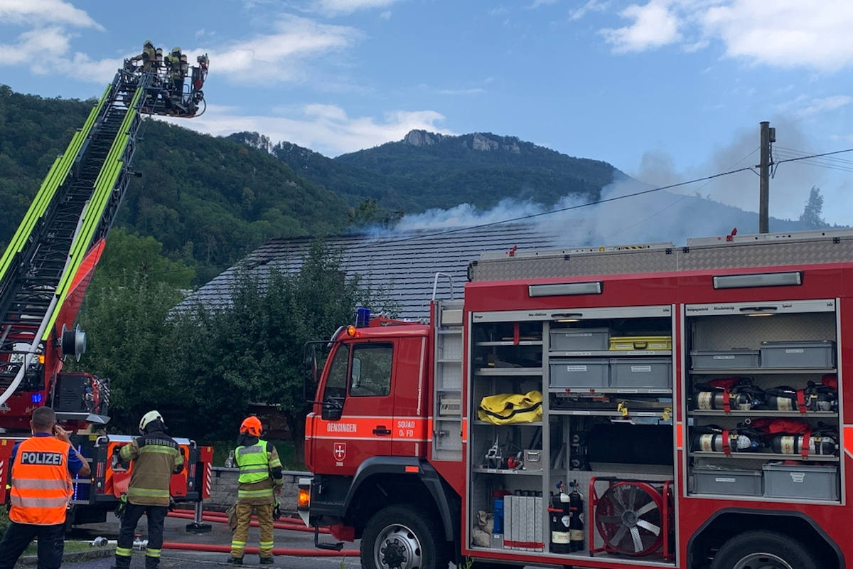 Löscharbeiten in Oensingen