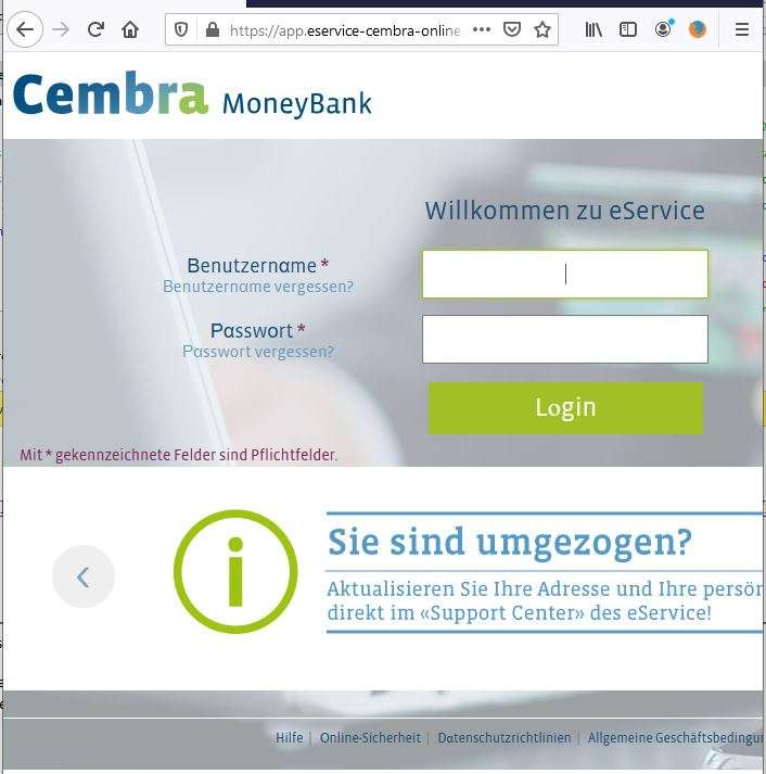 Phishing Email - Ihr Konto Cembra Money Bank wurde begrenzt