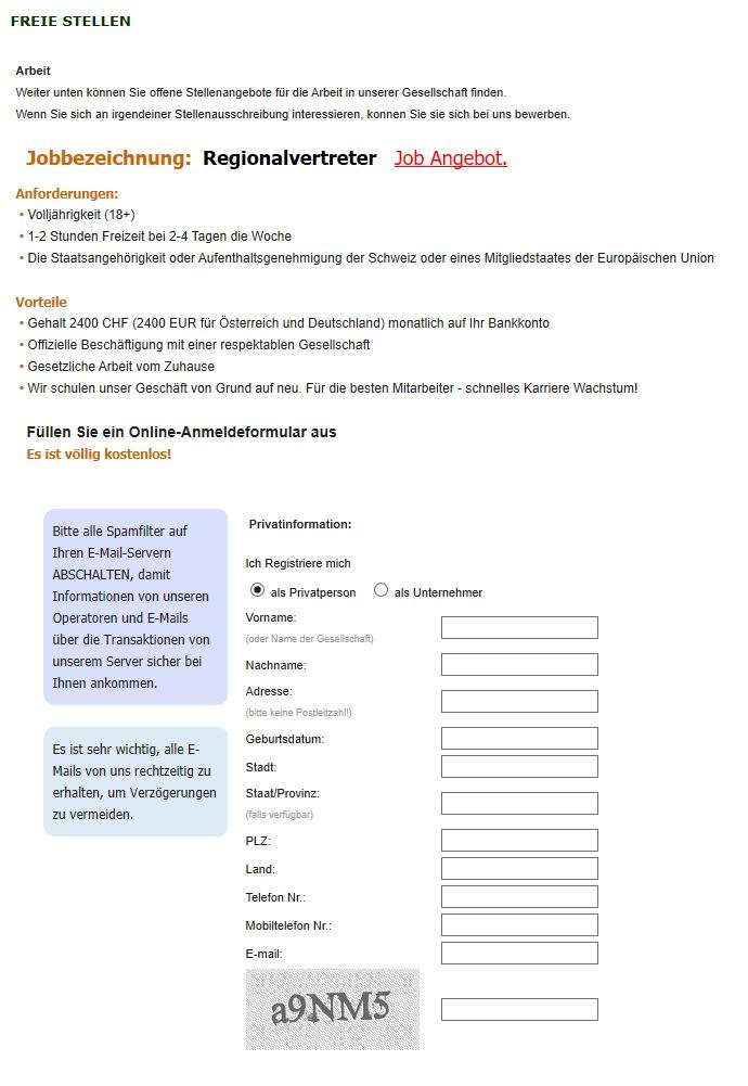 Achtung! - Betrüger rekrutieren Finanzagenten in der Schweiz