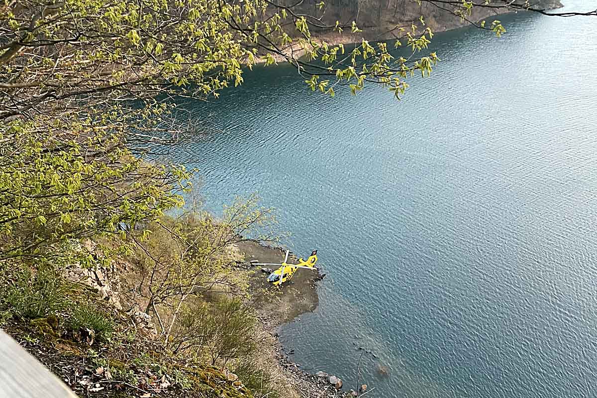 Aufwändige Personenrettung an der Wahnbachtalsperre